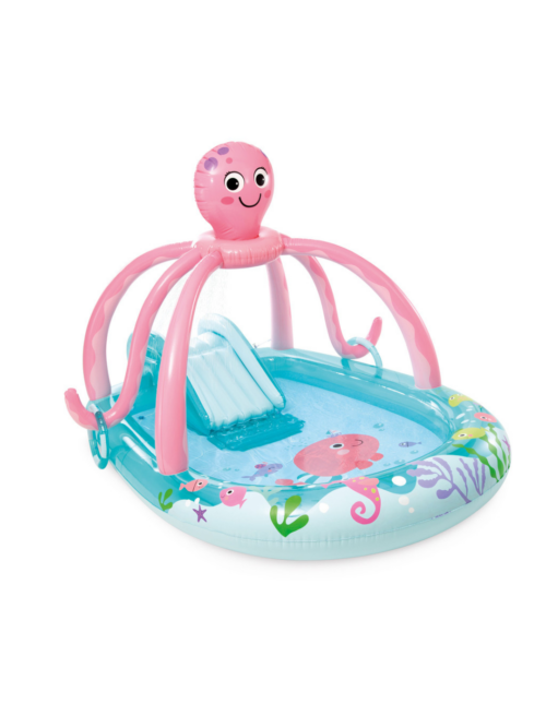 Intex 56138 Игровой центр 234х183х150см "Дружелюбный осьминог" с разбрызгивателем, горкой и кольцами, 229л, до 54кг, от 2 лет — изображение 1